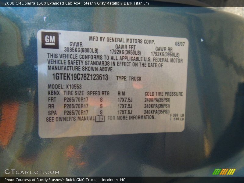 Stealth Gray Metallic / Dark Titanium 2008 GMC Sierra 1500 Extended Cab 4x4