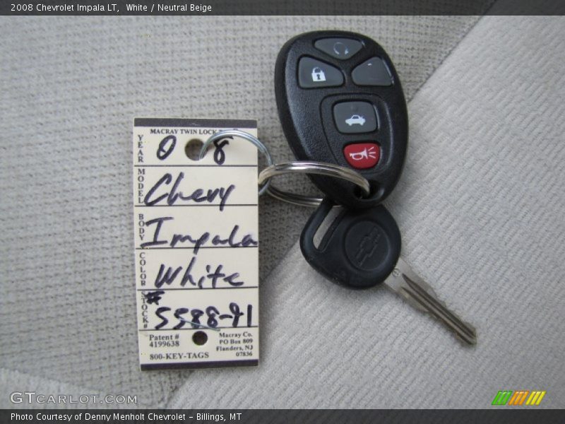 White / Neutral Beige 2008 Chevrolet Impala LT