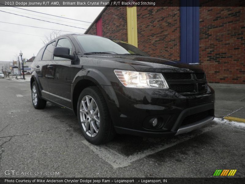 Brilliant Black Crystal Pearl / R/T Black/Red Stitching 2013 Dodge Journey R/T AWD