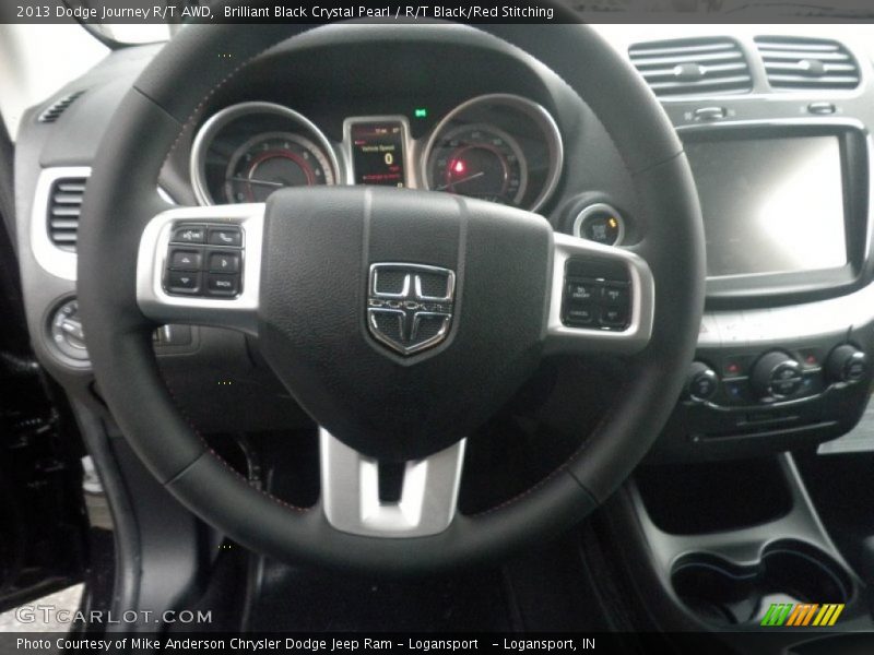 Brilliant Black Crystal Pearl / R/T Black/Red Stitching 2013 Dodge Journey R/T AWD