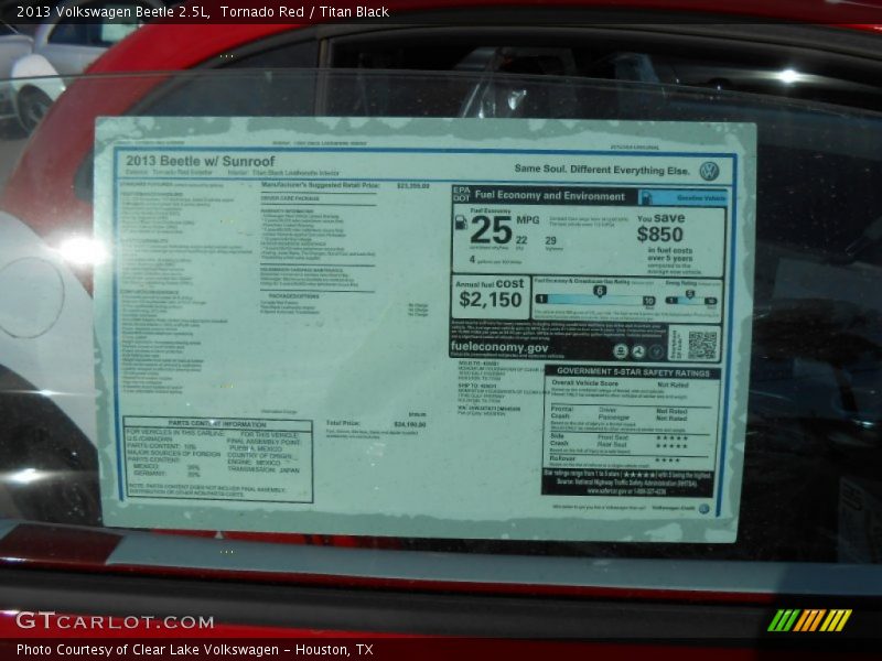 Tornado Red / Titan Black 2013 Volkswagen Beetle 2.5L