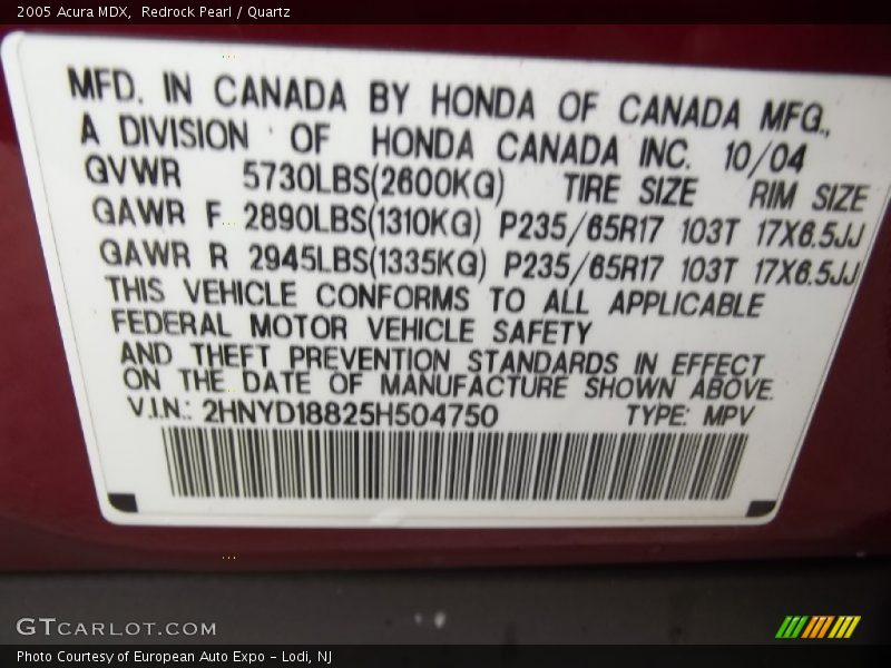 Redrock Pearl / Quartz 2005 Acura MDX
