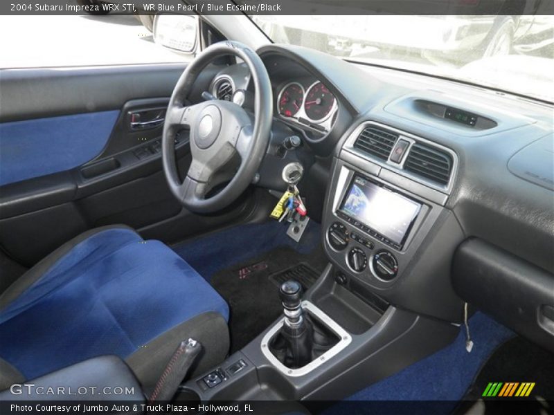 WR Blue Pearl / Blue Ecsaine/Black 2004 Subaru Impreza WRX STi