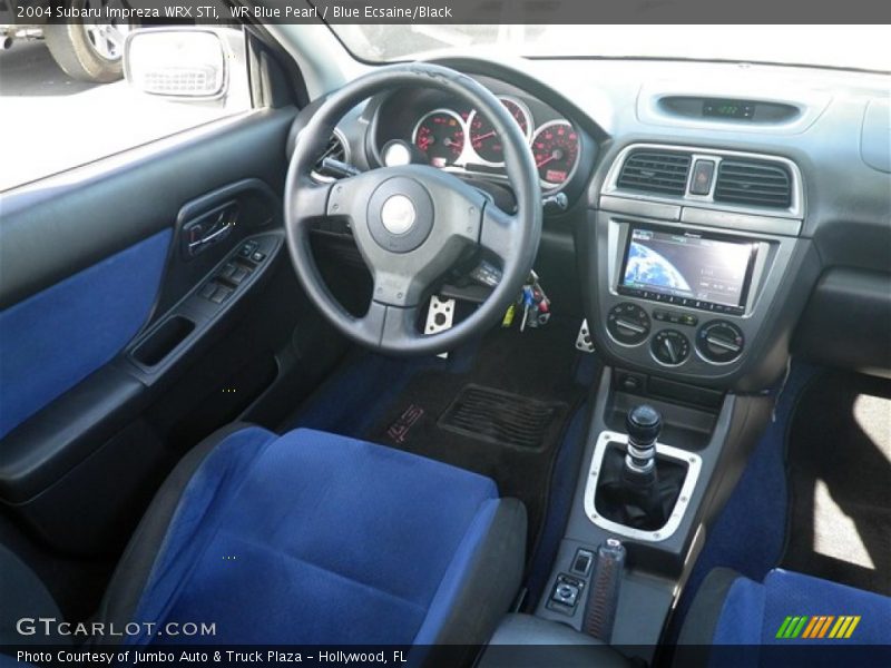 WR Blue Pearl / Blue Ecsaine/Black 2004 Subaru Impreza WRX STi