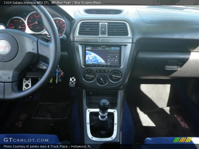 WR Blue Pearl / Blue Ecsaine/Black 2004 Subaru Impreza WRX STi