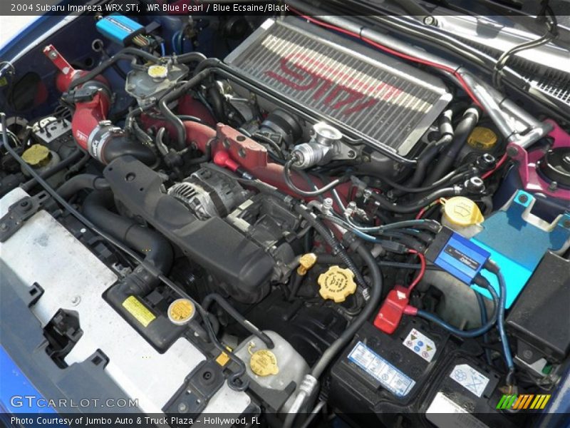WR Blue Pearl / Blue Ecsaine/Black 2004 Subaru Impreza WRX STi
