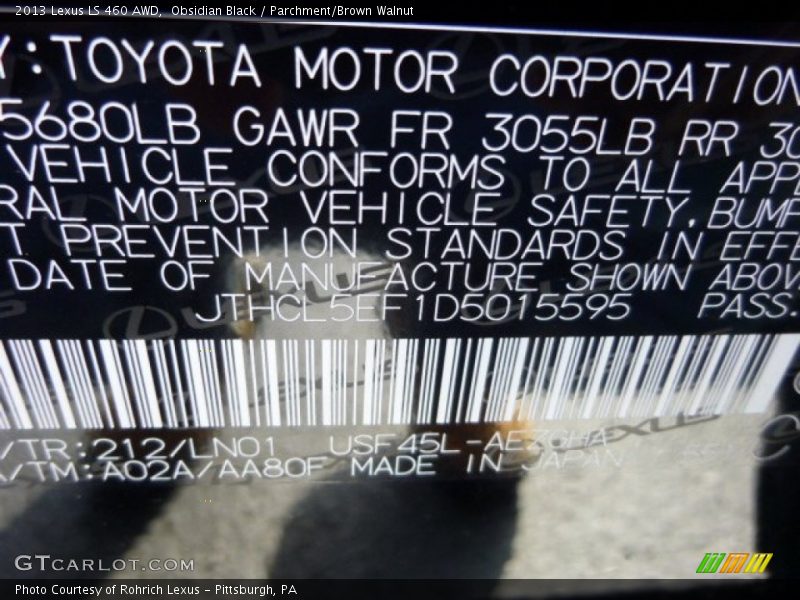 Obsidian Black / Parchment/Brown Walnut 2013 Lexus LS 460 AWD