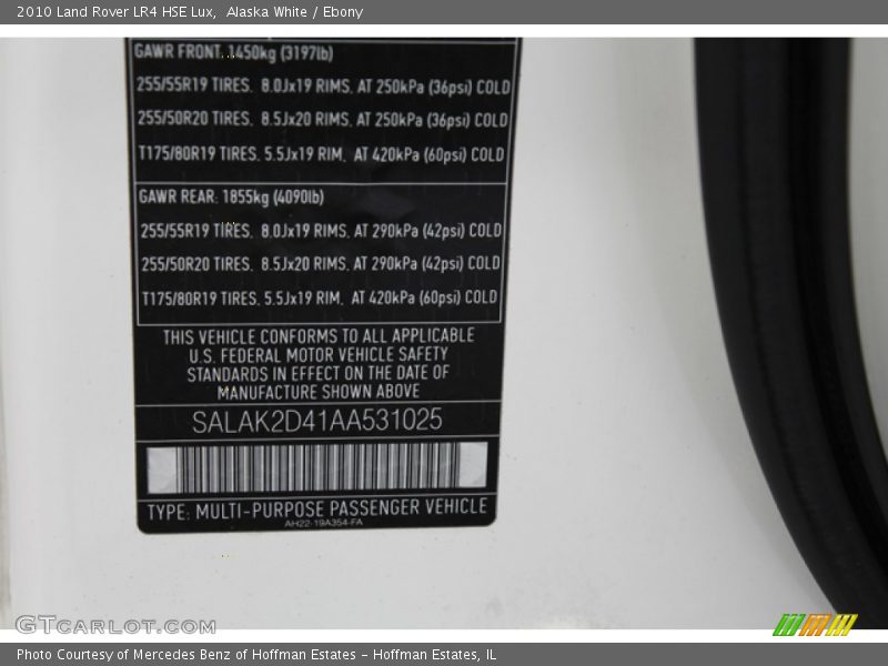 Alaska White / Ebony 2010 Land Rover LR4 HSE Lux