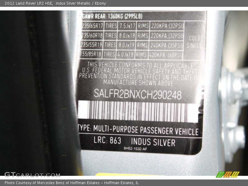 Indus Silver Metallic / Ebony 2012 Land Rover LR2 HSE