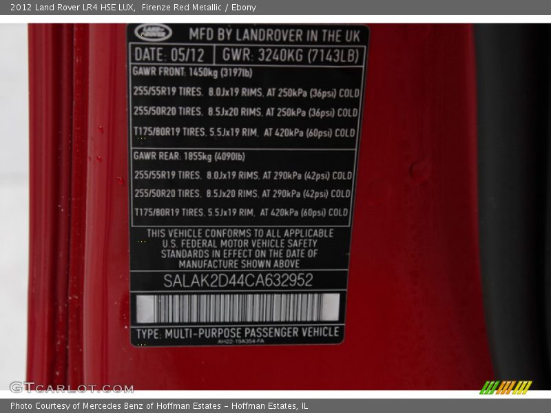 Firenze Red Metallic / Ebony 2012 Land Rover LR4 HSE LUX