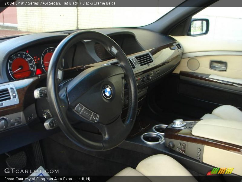 Jet Black / Black/Creme Beige 2004 BMW 7 Series 745i Sedan