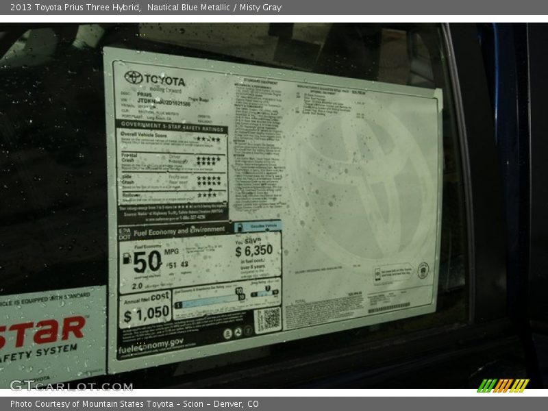 Nautical Blue Metallic / Misty Gray 2013 Toyota Prius Three Hybrid