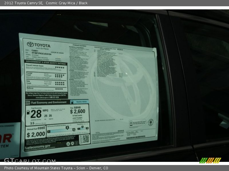 Cosmic Gray Mica / Black 2012 Toyota Camry SE