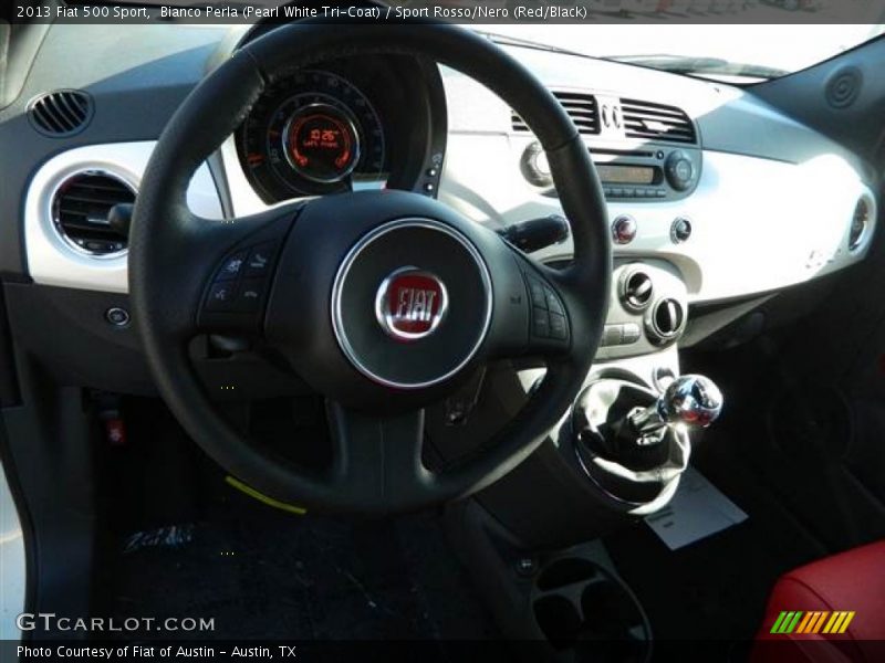 Bianco Perla (Pearl White Tri-Coat) / Sport Rosso/Nero (Red/Black) 2013 Fiat 500 Sport