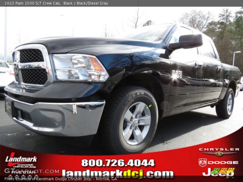 Black / Black/Diesel Gray 2013 Ram 1500 SLT Crew Cab