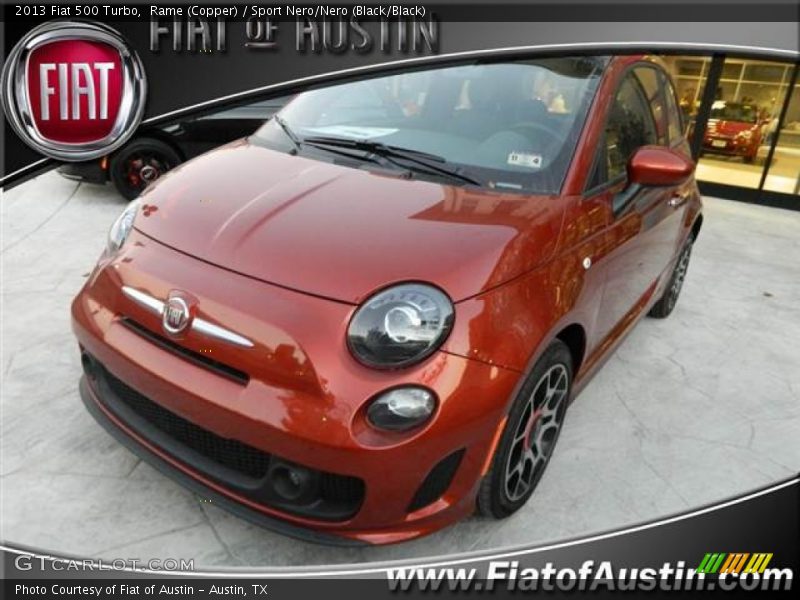 Rame (Copper) / Sport Nero/Nero (Black/Black) 2013 Fiat 500 Turbo