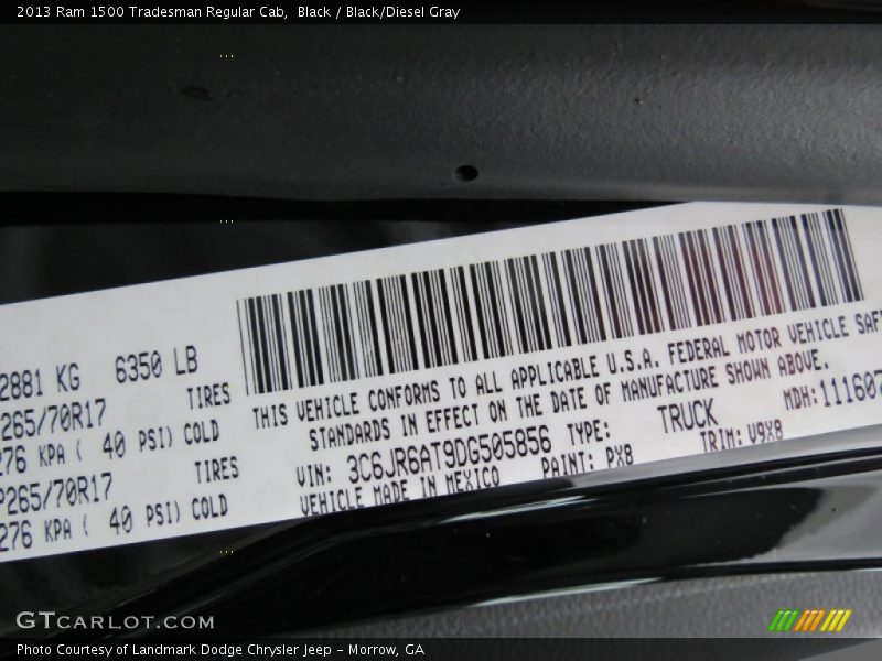 Black / Black/Diesel Gray 2013 Ram 1500 Tradesman Regular Cab