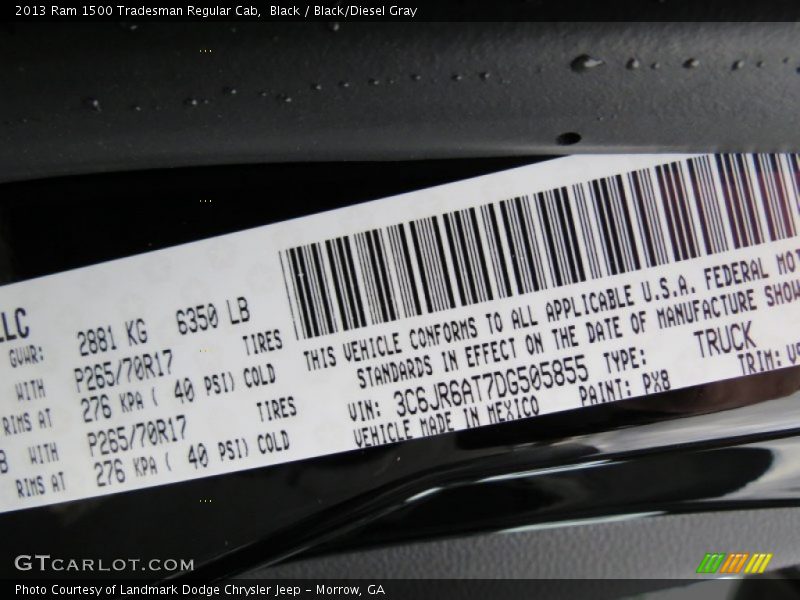 Black / Black/Diesel Gray 2013 Ram 1500 Tradesman Regular Cab