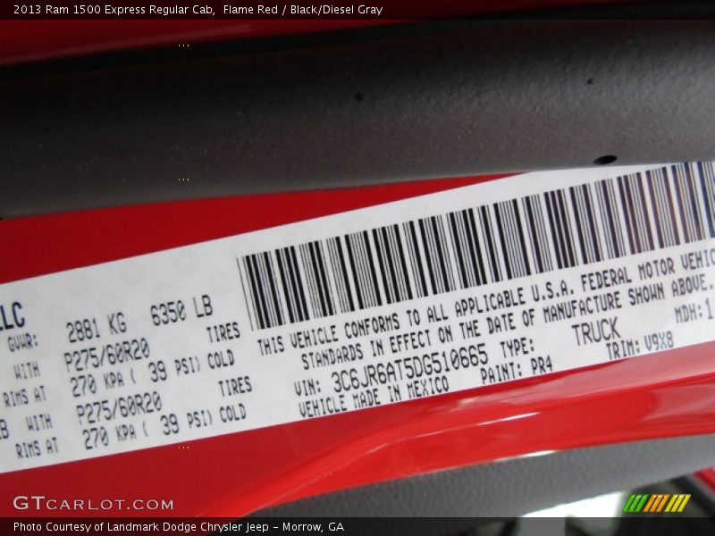 Flame Red / Black/Diesel Gray 2013 Ram 1500 Express Regular Cab