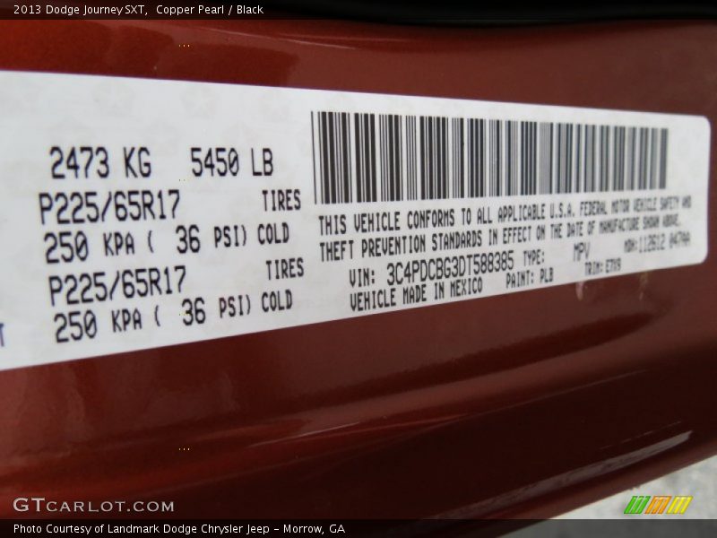 Copper Pearl / Black 2013 Dodge Journey SXT
