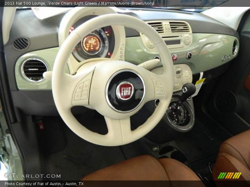 Verde Chiaro (Light Green) / Marrone/Avorio (Brown/Ivory) 2013 Fiat 500 Lounge