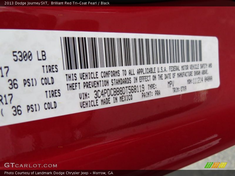 Brilliant Red Tri-Coat Pearl / Black 2013 Dodge Journey SXT