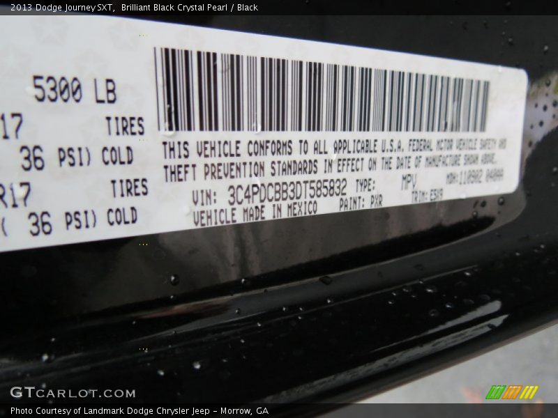Brilliant Black Crystal Pearl / Black 2013 Dodge Journey SXT