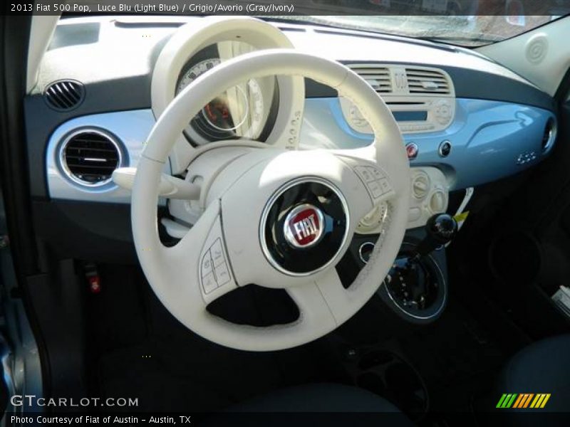 Luce Blu (Light Blue) / Grigio/Avorio (Gray/Ivory) 2013 Fiat 500 Pop