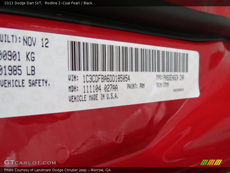 Redline 2-Coat Pearl / Black 2013 Dodge Dart SXT