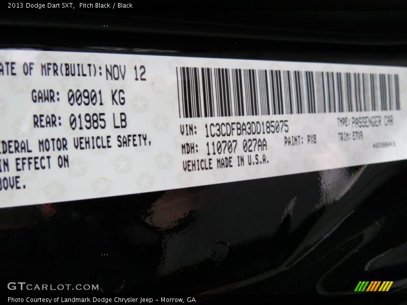 Pitch Black / Black 2013 Dodge Dart SXT