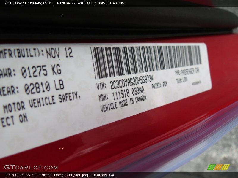 Redline 3-Coat Pearl / Dark Slate Gray 2013 Dodge Challenger SXT