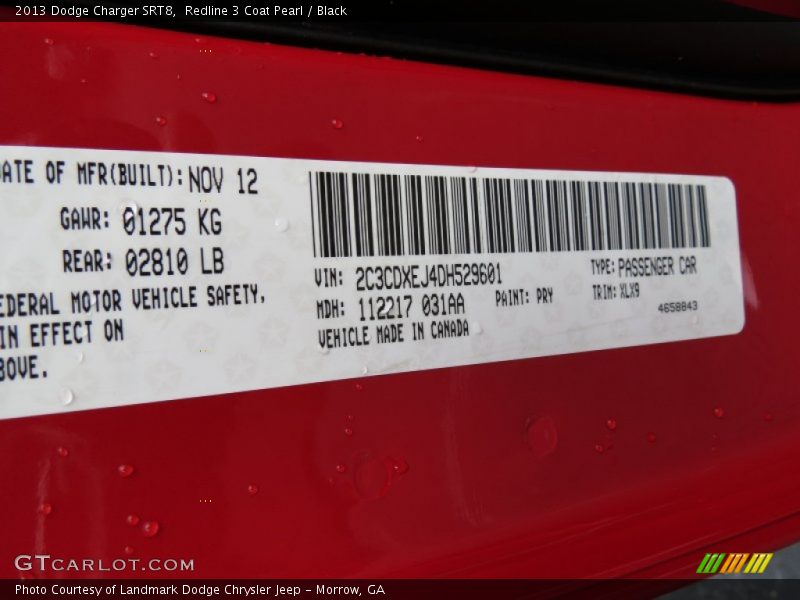 Redline 3 Coat Pearl / Black 2013 Dodge Charger SRT8