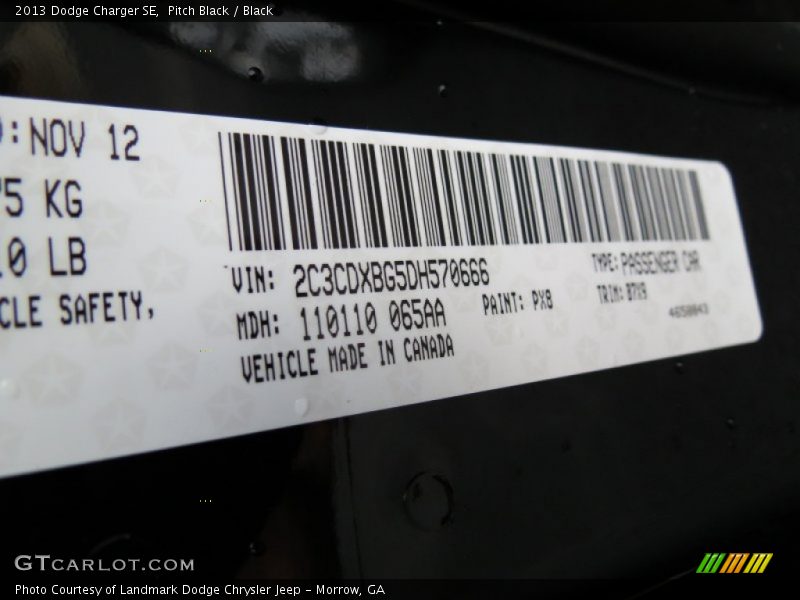 Pitch Black / Black 2013 Dodge Charger SE