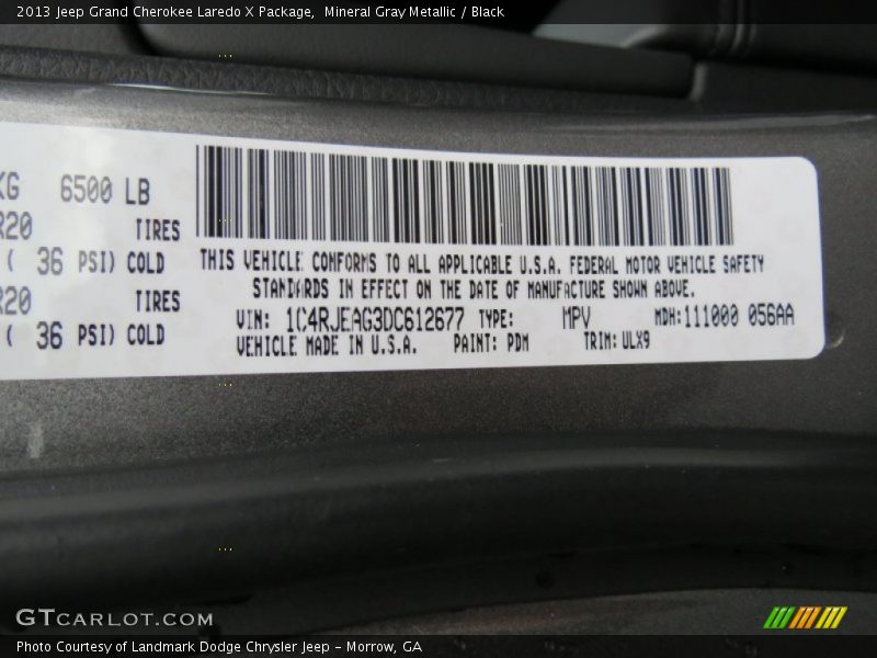 Mineral Gray Metallic / Black 2013 Jeep Grand Cherokee Laredo X Package