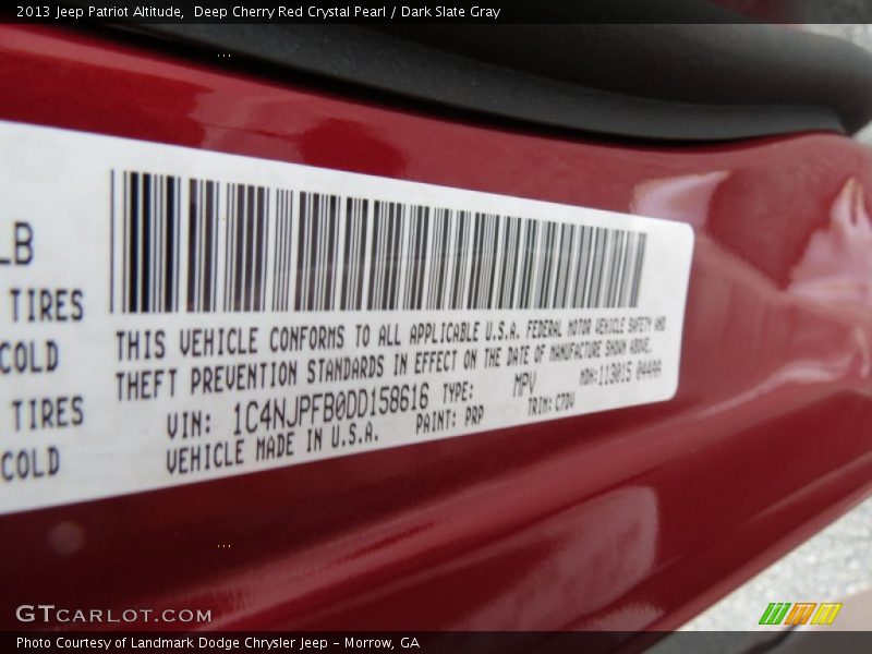 Deep Cherry Red Crystal Pearl / Dark Slate Gray 2013 Jeep Patriot Altitude