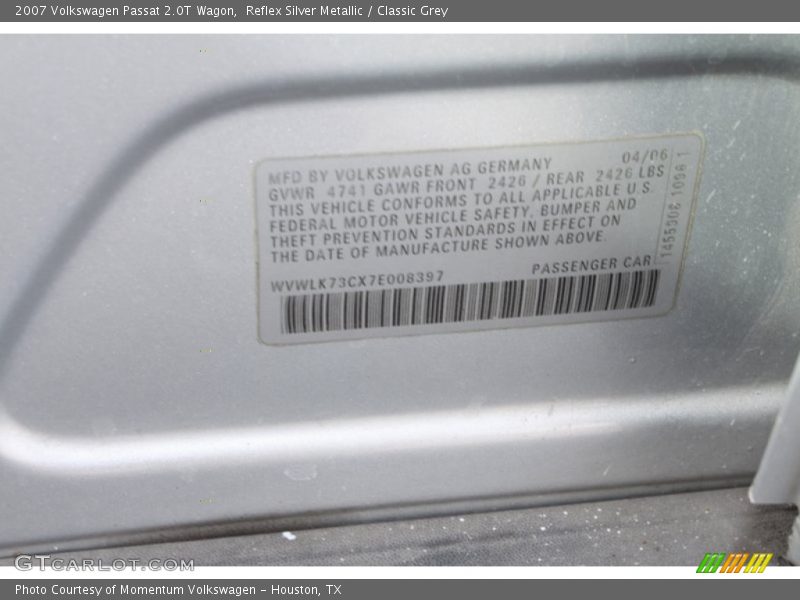 Reflex Silver Metallic / Classic Grey 2007 Volkswagen Passat 2.0T Wagon