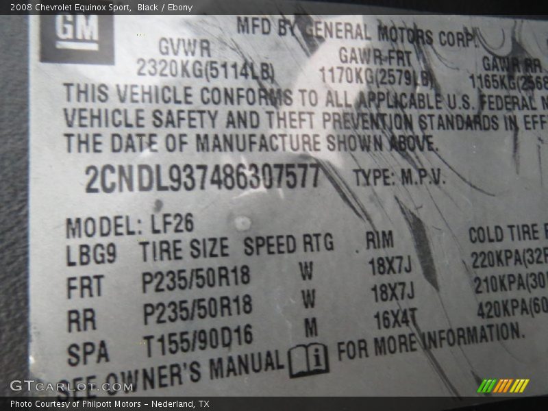 Black / Ebony 2008 Chevrolet Equinox Sport