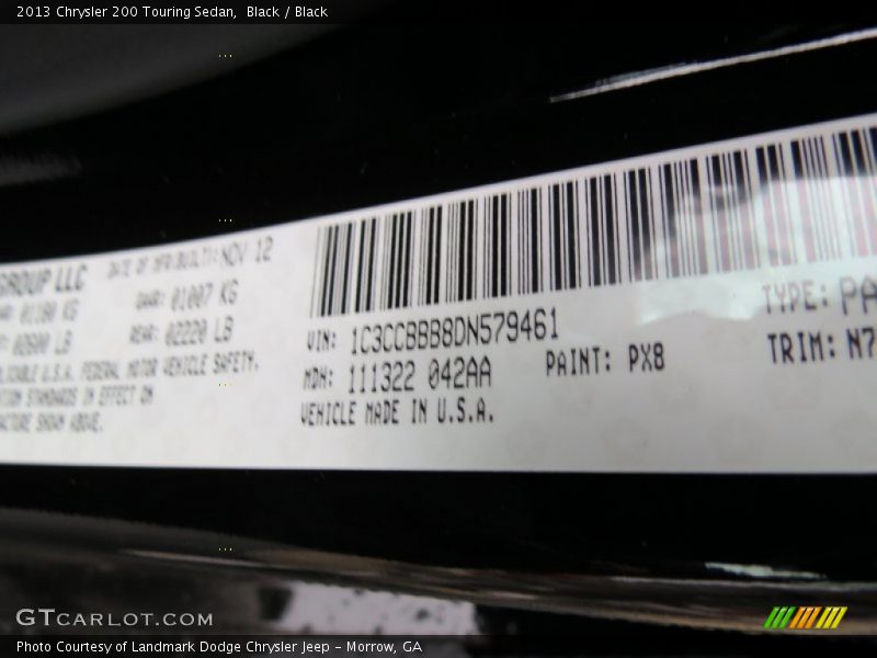 Black / Black 2013 Chrysler 200 Touring Sedan