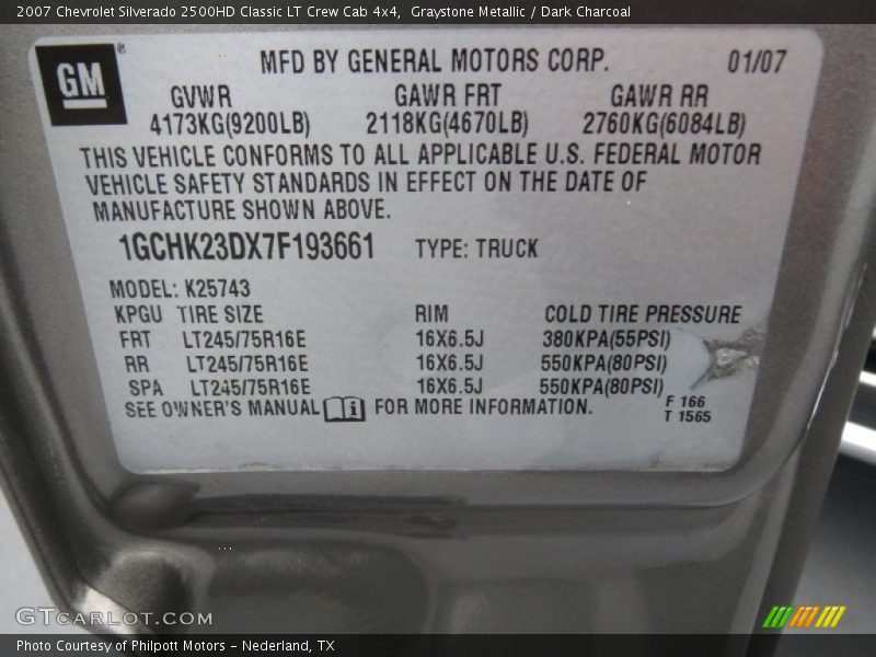 Graystone Metallic / Dark Charcoal 2007 Chevrolet Silverado 2500HD Classic LT Crew Cab 4x4