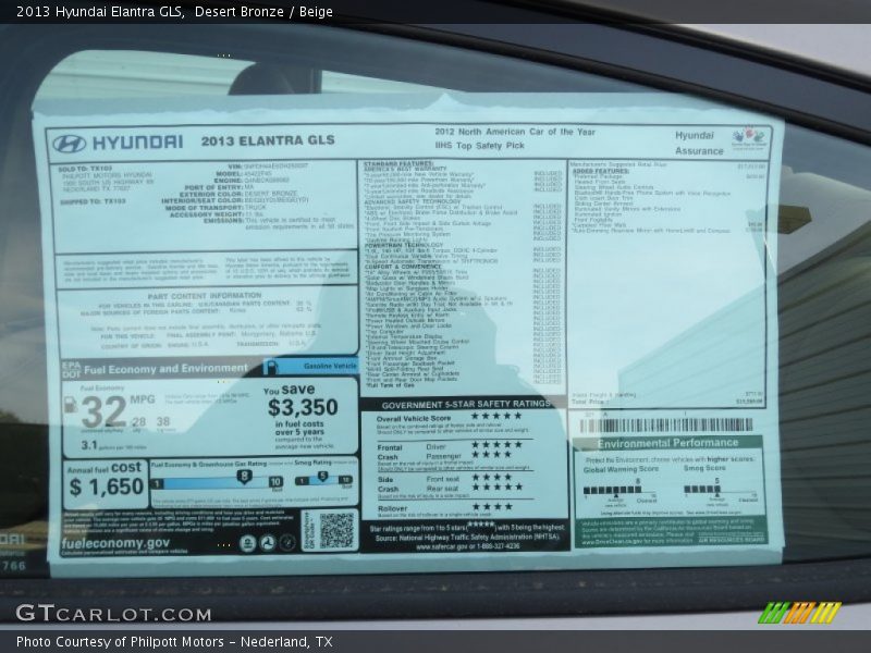 Desert Bronze / Beige 2013 Hyundai Elantra GLS