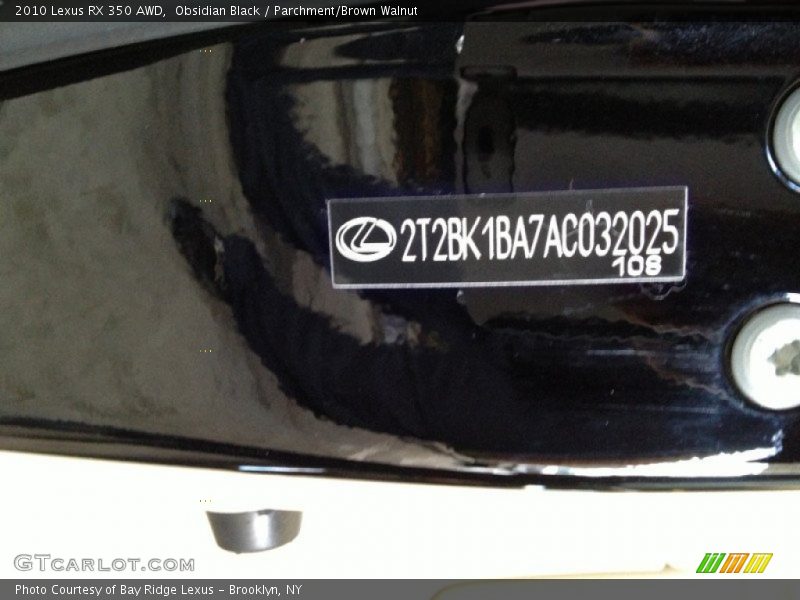 Obsidian Black / Parchment/Brown Walnut 2010 Lexus RX 350 AWD