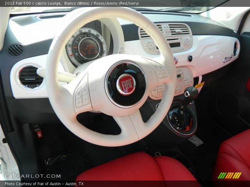 Bianco (White) / Rosso/Avorio (Red/Ivory) 2013 Fiat 500 c cabrio Lounge