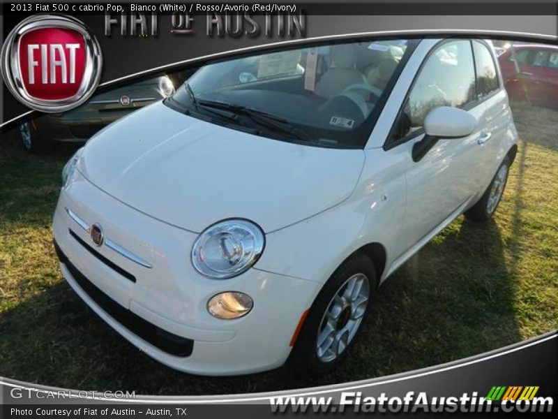 Bianco (White) / Rosso/Avorio (Red/Ivory) 2013 Fiat 500 c cabrio Pop