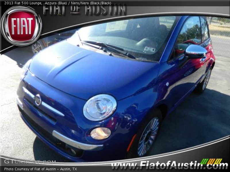 Azzuro (Blue) / Nero/Nero (Black/Black) 2013 Fiat 500 Lounge