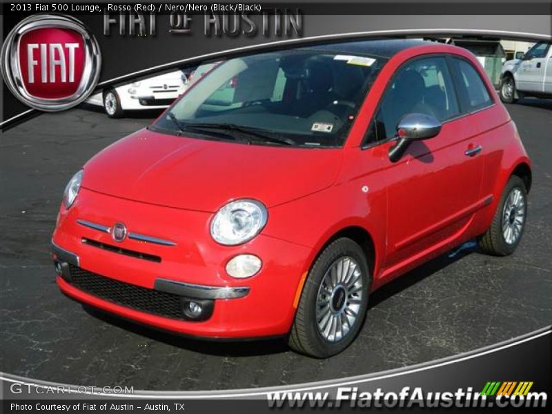 Rosso (Red) / Nero/Nero (Black/Black) 2013 Fiat 500 Lounge