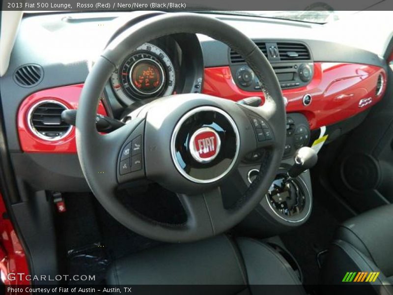 Rosso (Red) / Nero/Nero (Black/Black) 2013 Fiat 500 Lounge