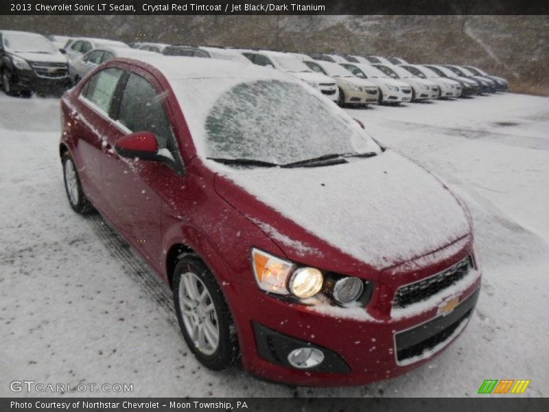 Crystal Red Tintcoat / Jet Black/Dark Titanium 2013 Chevrolet Sonic LT Sedan
