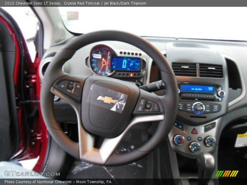 Crystal Red Tintcoat / Jet Black/Dark Titanium 2013 Chevrolet Sonic LT Sedan