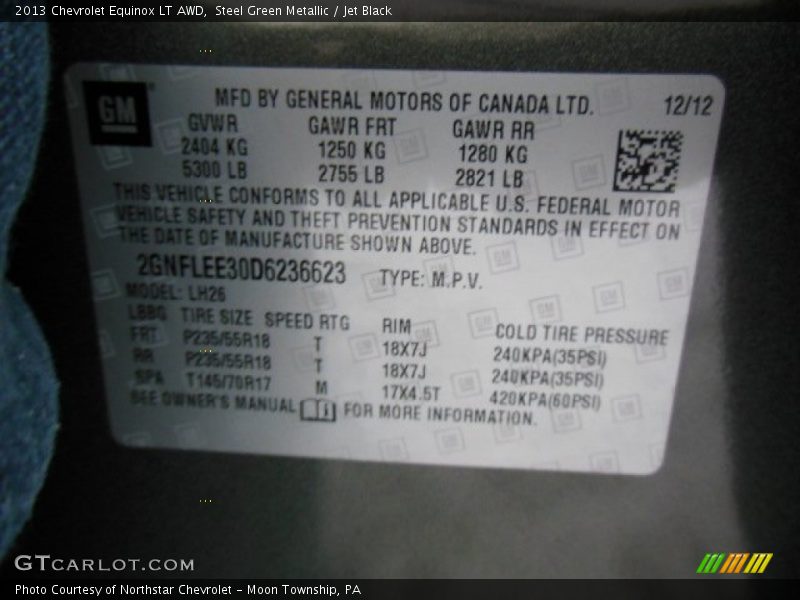 Steel Green Metallic / Jet Black 2013 Chevrolet Equinox LT AWD