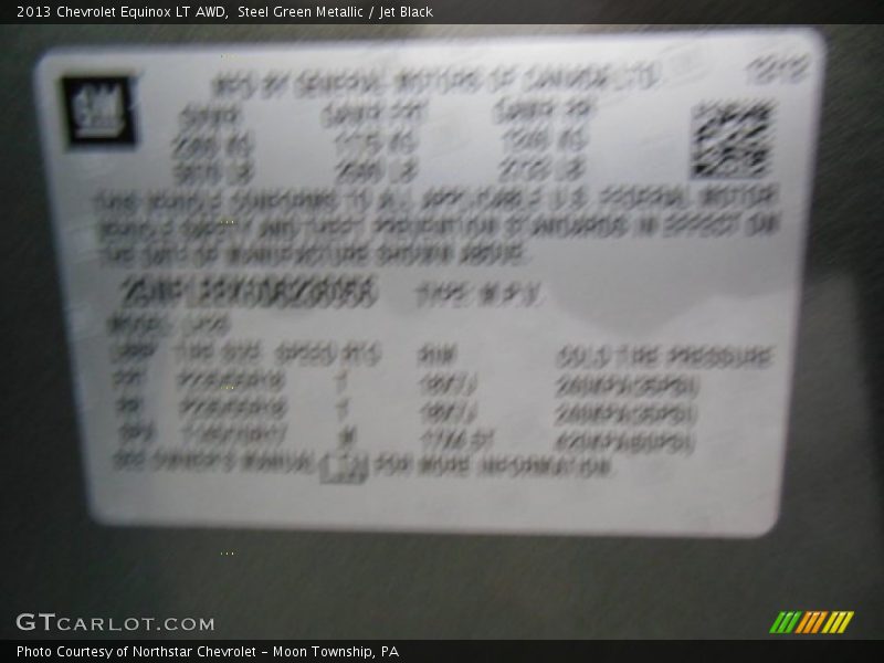 Steel Green Metallic / Jet Black 2013 Chevrolet Equinox LT AWD
